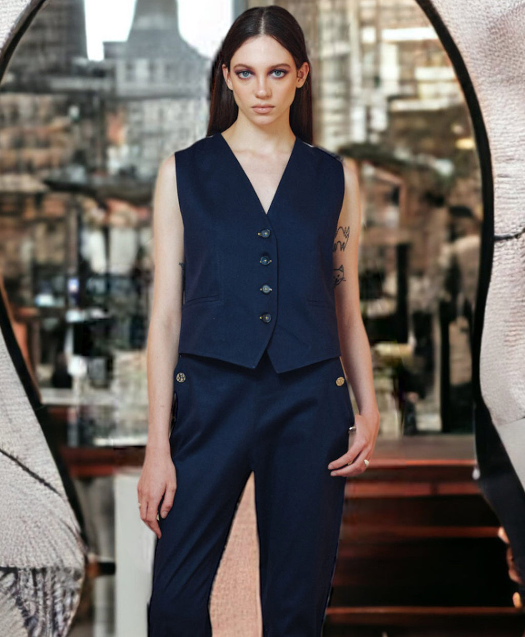 Navy Blue- Sdyney Map Yelek