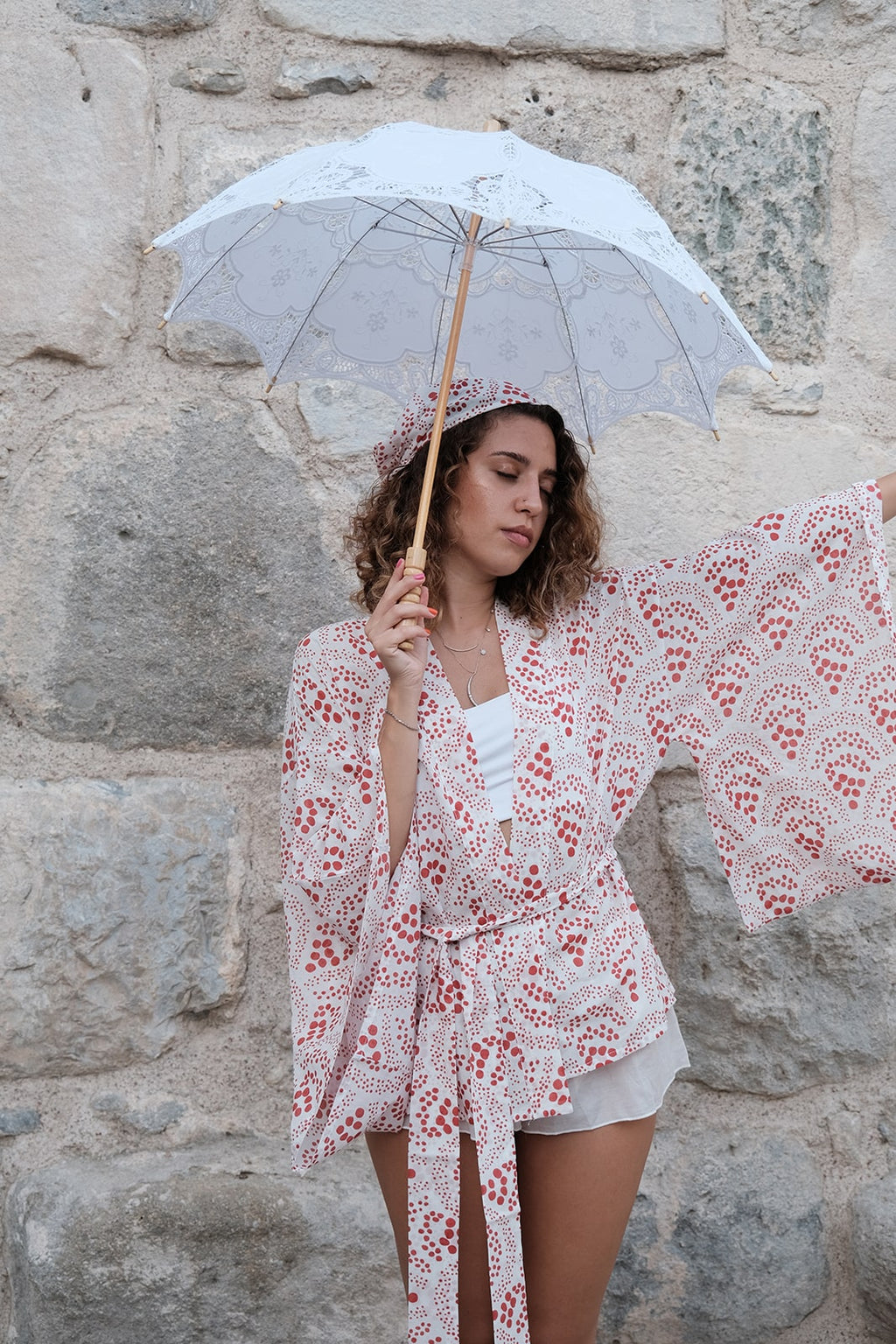 Red Koi Kısa Kimono