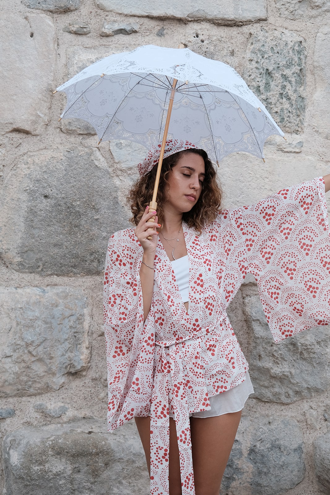 Red Koi Kısa Kimono
